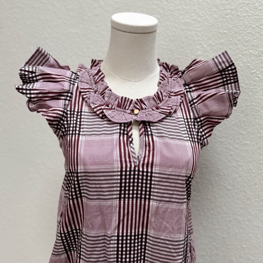 NWT Designer Never a Wallflower Rachel Dress Brown Cotton Plaid Size XS - Picture 2 of 7